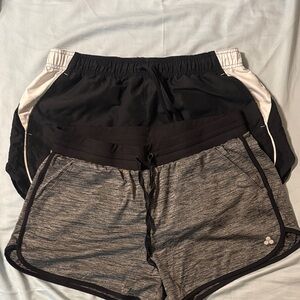 2 pair of Women's Black and Gray Athletic Shorts. Size large